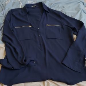 Long sleeve navy blue blouse
